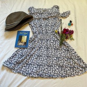 Vintage Cold Shoulder Hyacinth Bloom Mini Dress size XXS